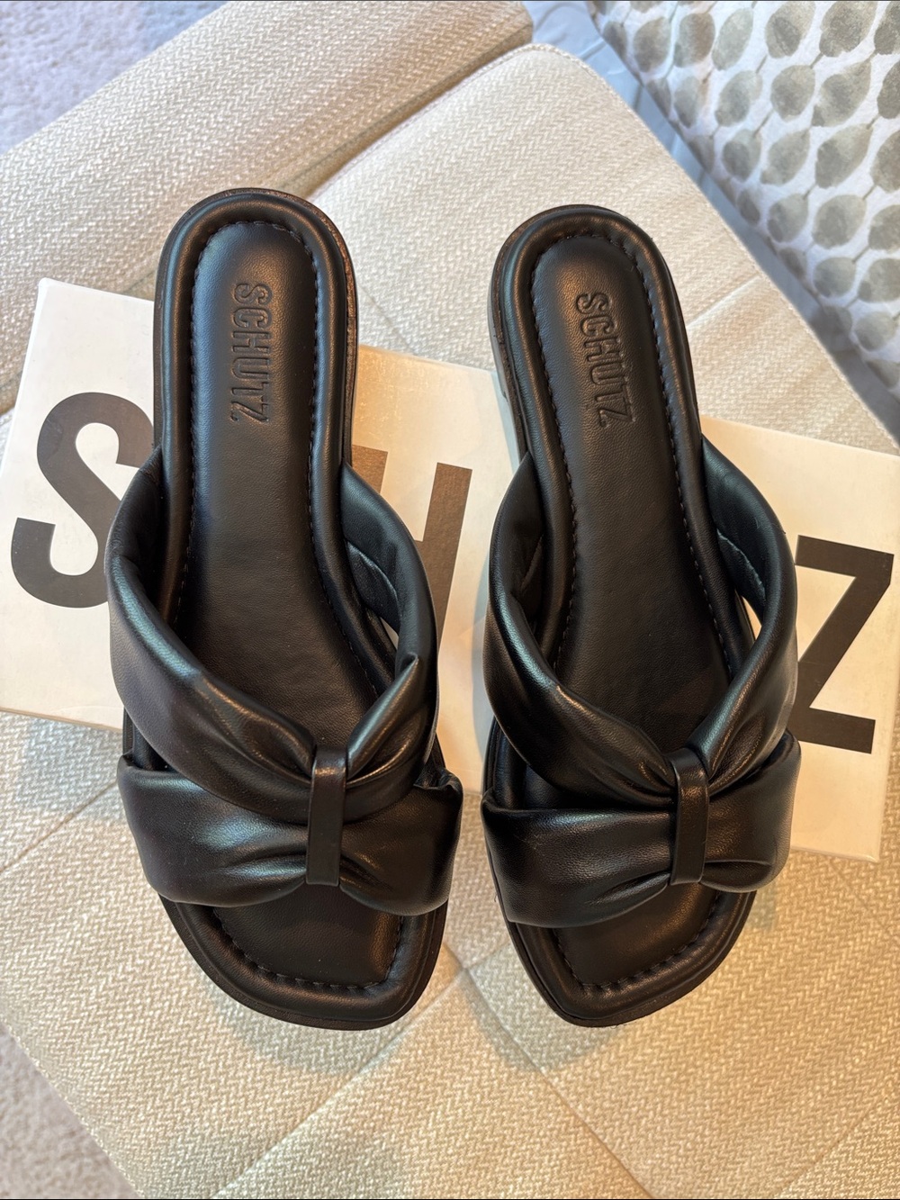 SCHUTZ Black Knotted Slide Mules LIKE NEW